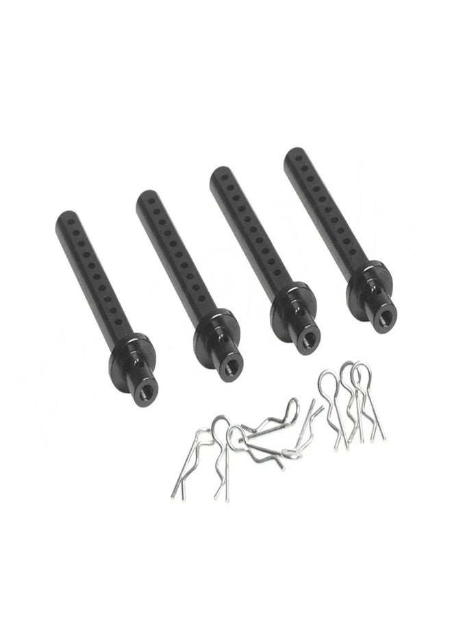 VNUHV 4Pcs Aluminum Alloy RC Car Body Posts Mount with R Clip for 1/10 Crawler Axial SCX10 90046 90047 RC4WD D90 TF2 Tamiya CC01 (Black) - Image 5